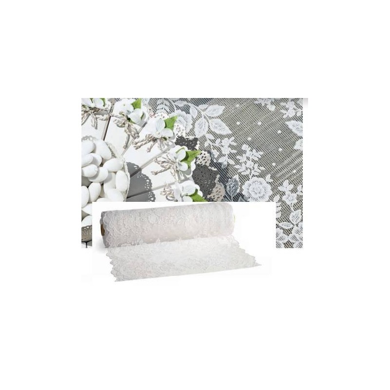 PIZZO VINILE BIANCO C/ROSA H.50 al mt