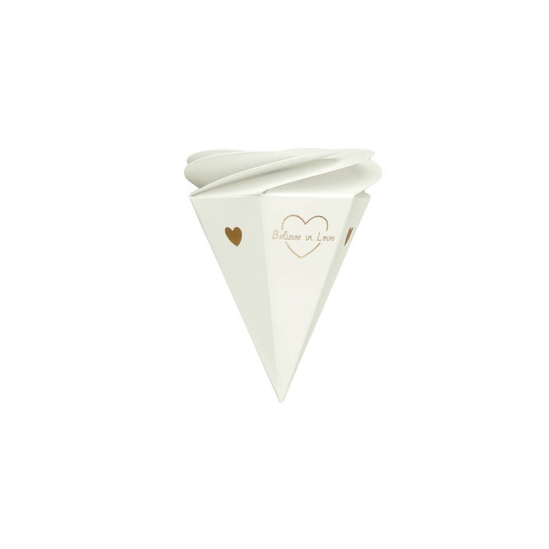 SCATOLA CONO H.8cm SPIRALE BELIEVE IN LOVE 10pz