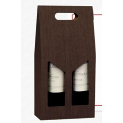 SCATOLA PORTA 3 BOTTIGLIE ONDA MARRONE 27X9X39