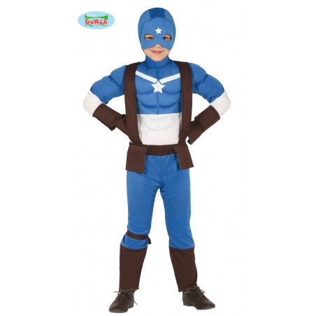 COSTUME CAPITAN SUPER EROE BAMBINO 5-6 ANNI