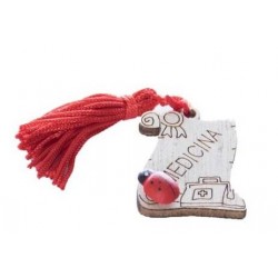 APPLICAZIONE MAGNETE PERGAMENA LEGNO C/NAPPA 'LAUREA MEDICINA' 3,5cm 24pz