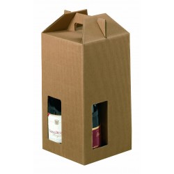 SCATOLA 4 BOTTIGLIE C/ MAN. E FIN. 18x18x38cm ONDA AVANA