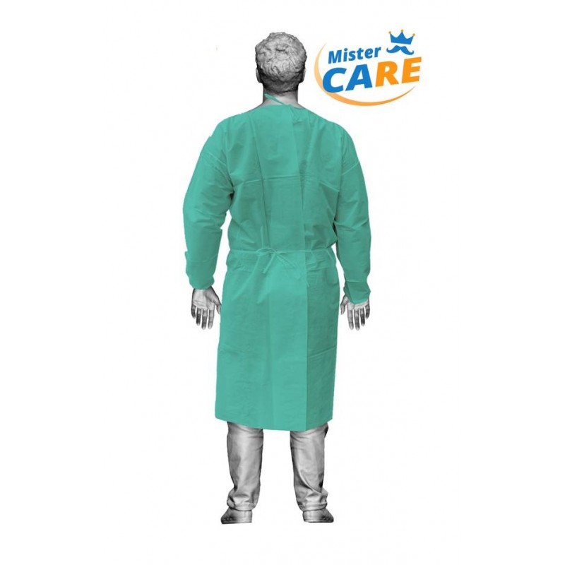 Mr.Care - CAMICE VISITATORE in PP 25gr/m² CON LACCI 115x137cm VERDE 10pz