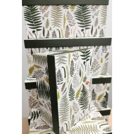 SCATOLA RETTANGOLARE CARTONE BIANCA C/FOGLIE 27x36xH16,8 cm