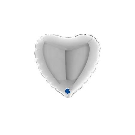 PALLONE MYLAR CUORE ARGENTO 4 10cm