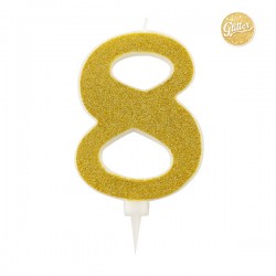 CANDELINA GLITTER N.8 ORO 15,5cm