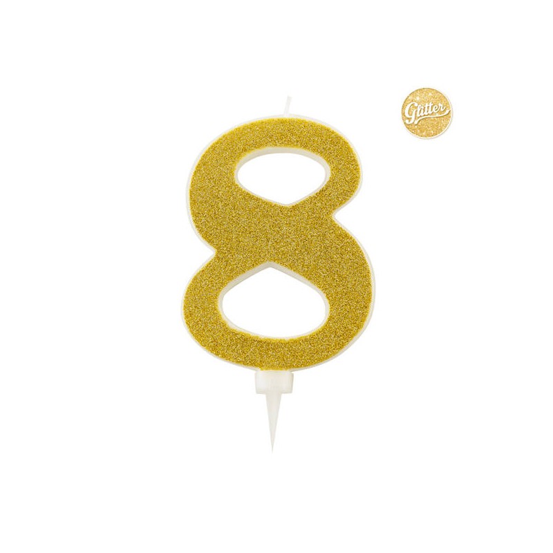 CANDELINA GLITTER N.8 ORO 15,5cm