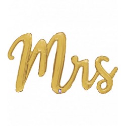 PALONE MYLAR SCRITTA AD ARIA “MRS” CORSIVO ORO H.99cm
