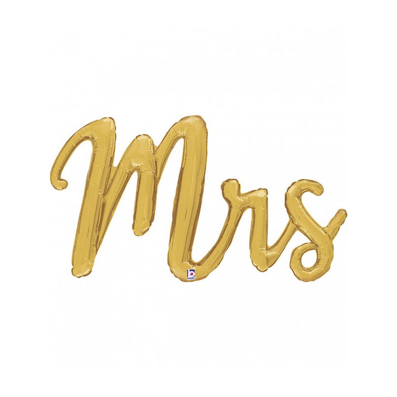 PALONE MYLAR SCRITTA AD ARIA “MRS” CORSIVO ORO H.99cm