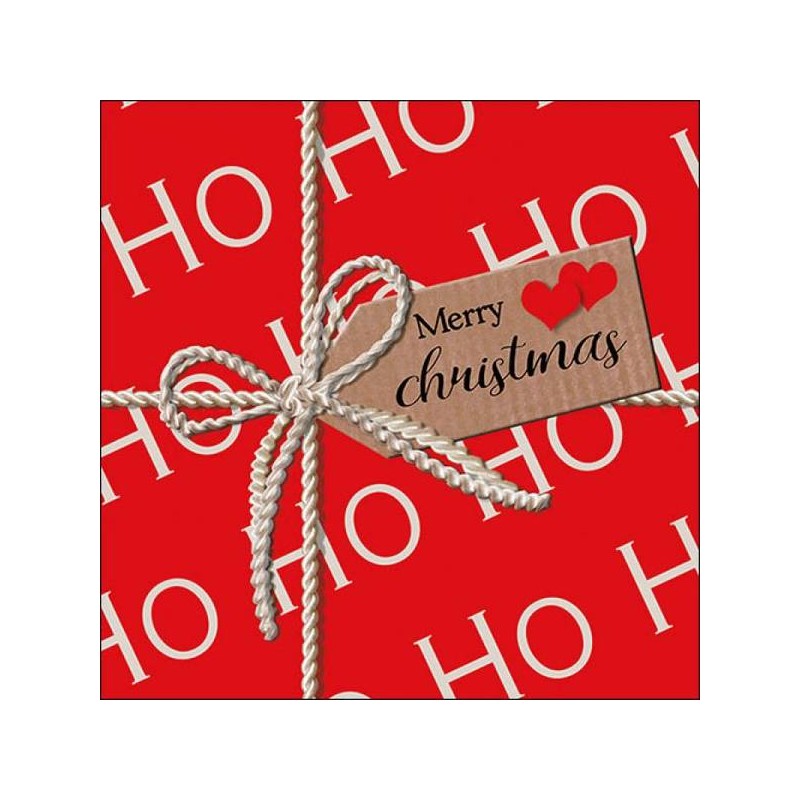 TOVAGLIOLI 33x33cm HO HO GIFT RED 20pz