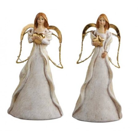 STATUETTA ANGELO CON ALI E LED ASS.TI 1pz