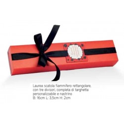 SCATOLA RETTANGOLARE TRE DIVISORI TARGHETTA E NASTRO LAUREA 16x3,5x2cm 10pz