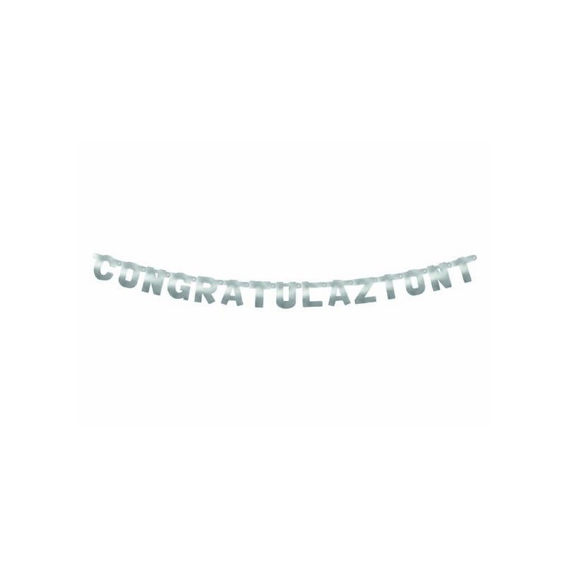 FESTONE CONGRATULAZIONI 15x225cm ARGENTO METAL