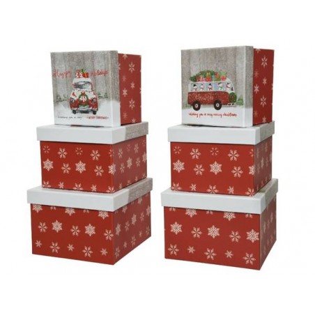 SCATOLA REGALO VETTURA CHRISTMAS 17x17x12cm SET 3pz