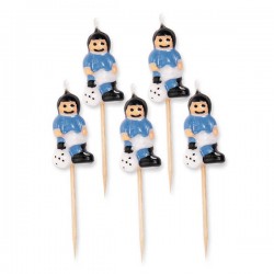 CANDELINE CALCIATORI BIANCOAZZURRI 5pz