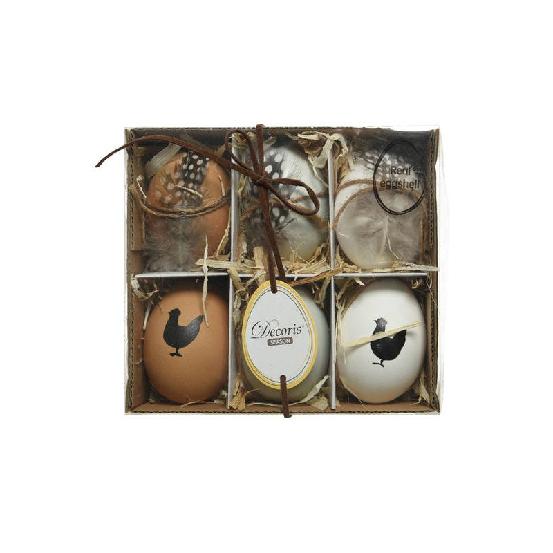 BOX C/UOVA NATURALI DECO H.6cm 6pz