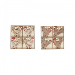 BOX GALLI C/APPENDINO IN LEGNO H.16cm 8pz 2ass.ti