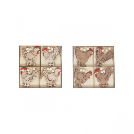 BOX GALLI C/APPENDINO IN LEGNO H.16cm 8pz 2ass.ti