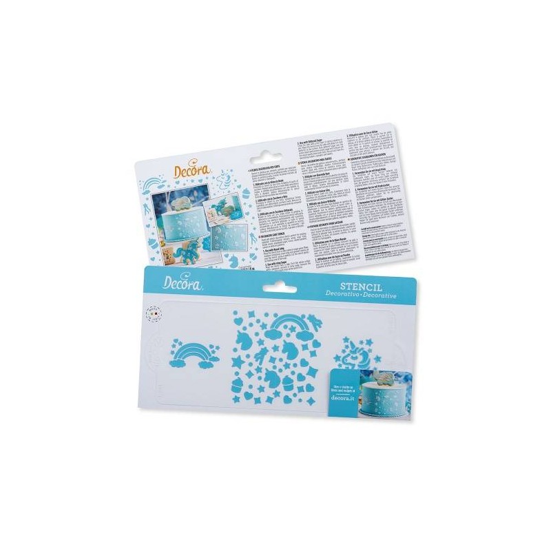 STENCIL UNICORNO E ARCOBALENO 10x25cm