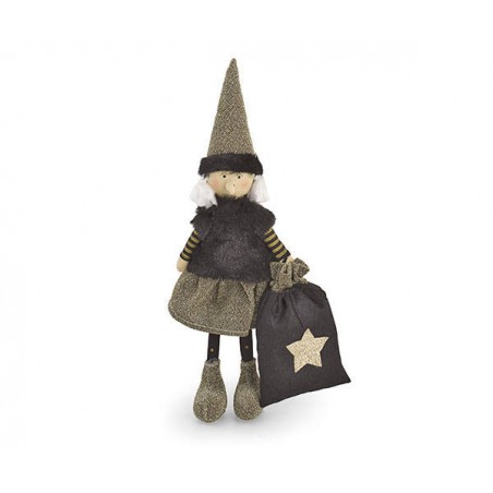 BEFANA NERA/ORO CON SACCO H.34cm