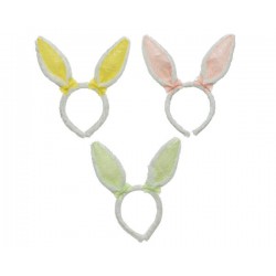 CERCHIETTO ORECCHIE CONIGLIO H.24cm 3ass.ti 1pz