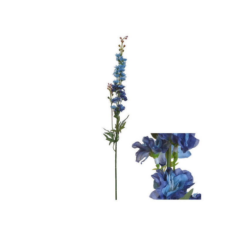 RAMO CON FIORI E FOGLIE BLU H.78cm
