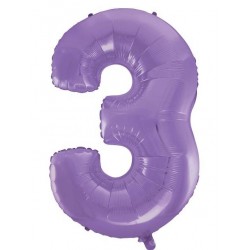 PALLONE NUMERO 3 MYLAR 102cm 40 VELVET LILLA