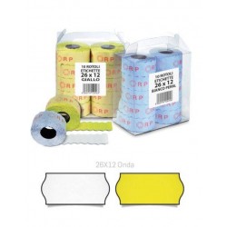 ETICHETTE PREZZATRICE FLUO GIALLO 26x12mm BLISTER 10 ROTOLI