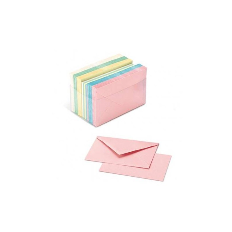 BIGLIETTI + BUSTE 9x14cm COLORI TENUI 100pz