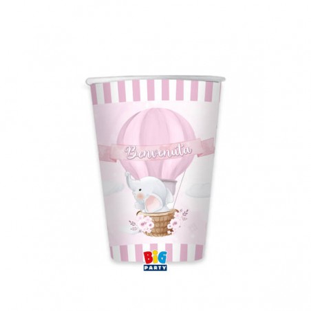 BICCHIERI 200cc MONGOLFIERA BENVENUTA  8pz