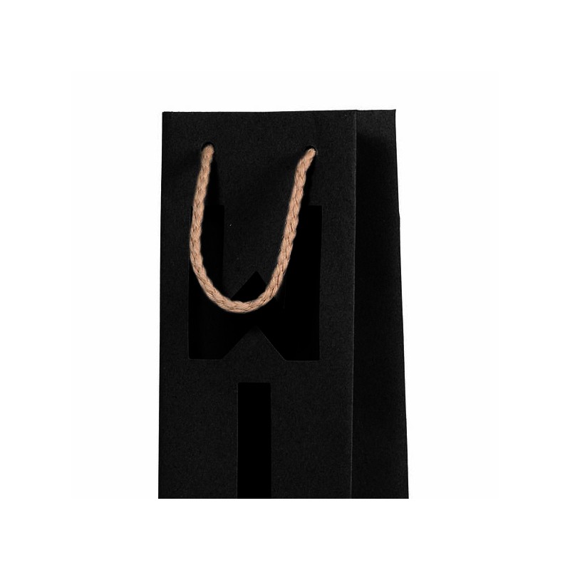 SHOPPER CARTA WINE 9x8,5x37cm KRAFT NATURE NERO
