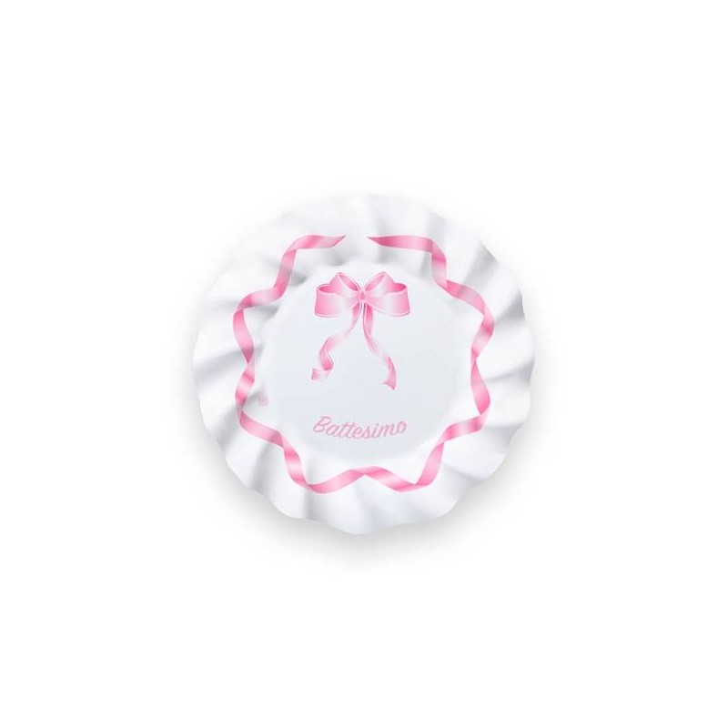 PIATTI DESSERT ø20 BATTESIMO ROSA 8pz