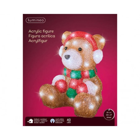 ORSO LUMINOSO ACRILICO 21,5x21,5xh25cm INTERNO/ESTERNO