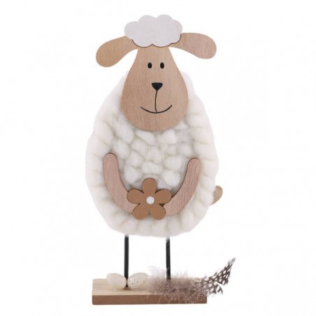 SAGOMA PECORA IN LEGNO C/COTONE H.25cm