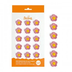 DECORAZIONI IN ZUCCHERO FIORELLINI ROSA ø2cm 15pz