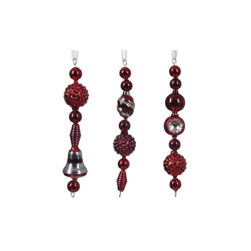 APPENDINO h15cm GHIRLANDA VETRO ANTICATO BORDEAUX 3pz