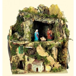 PRESEPE 20x14x26cm CON NATIVITA' 6cm E LUCI