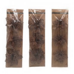 FIORI GLITTER BRONZO C/CLIP 3ass 3pz