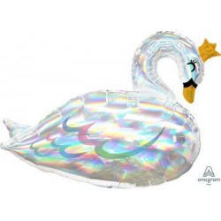 PALLONE MYLAR S/SHAPE CIGNO IRIDESCENTE 73x55cm