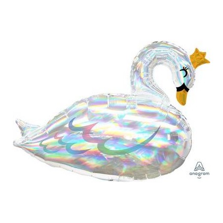 PALLONE MYLAR S/SHAPE CIGNO IRIDESCENTE 73x55cm