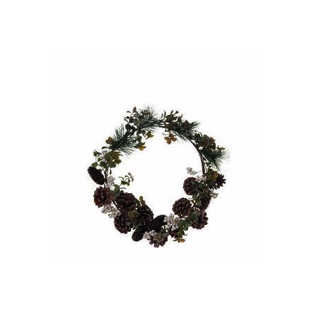 GHIRLANDA CORONA PIGNE WHITE BERRY Ø40cm