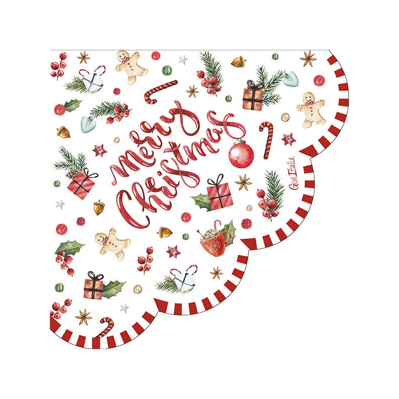 TOVAGLIOLI 33x33 SWEET CHRISTMAS SMERLO CUORE 3V 16pz
