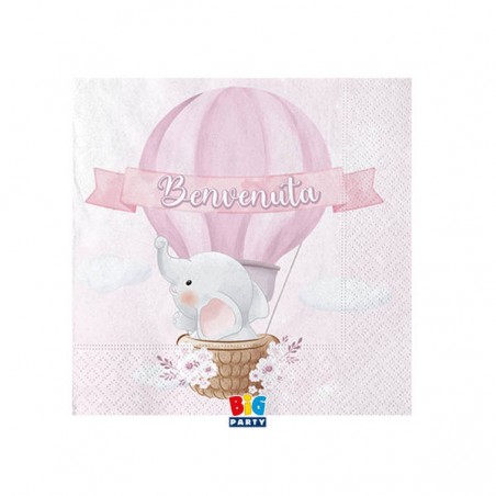 TOVAGLIOLI 25x25 MONGOLFIERA BENEVENUTA 20pz