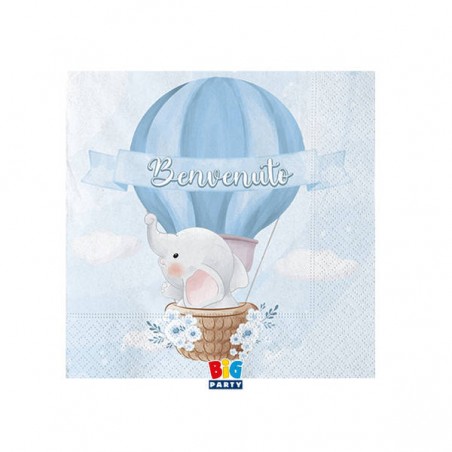 TOVAGLIOLI 25x25 MONGOLFIERA BENEVENUTO 20pz