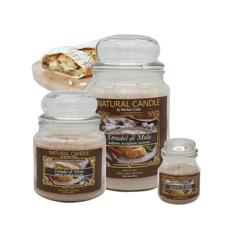 NATURE CANDLE 380gr GIARA 100% CERA VEGETALE STRUDEL MELA