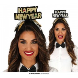 CERCHIETTO TIARA HAPPY NEW YEAR GLITTER ORO / ARGENTO