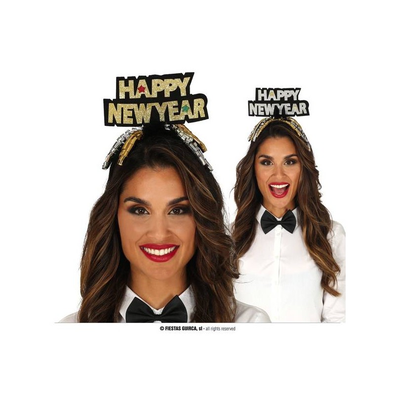 CERCHIETTO TIARA HAPPY NEW YEAR GLITTER ORO / ARGENTO