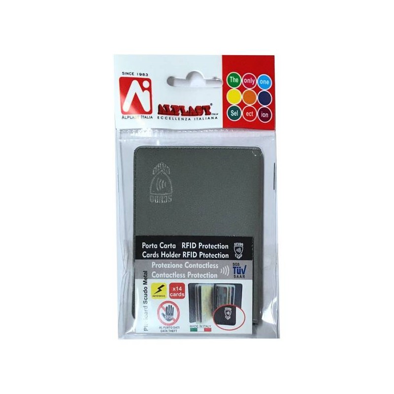 PLURICARD SCUDO METAL - PORTA CAR MULTIPLA 14 BUSTE PROTECTION R-FID