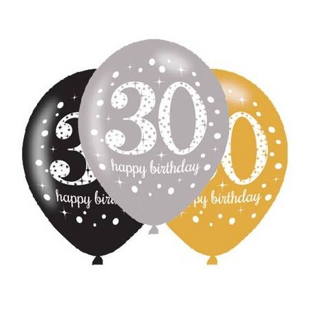 PALLONCINI LATTICE LARGE SPARKLING BIRTHDAY 30 ANNI 6pz