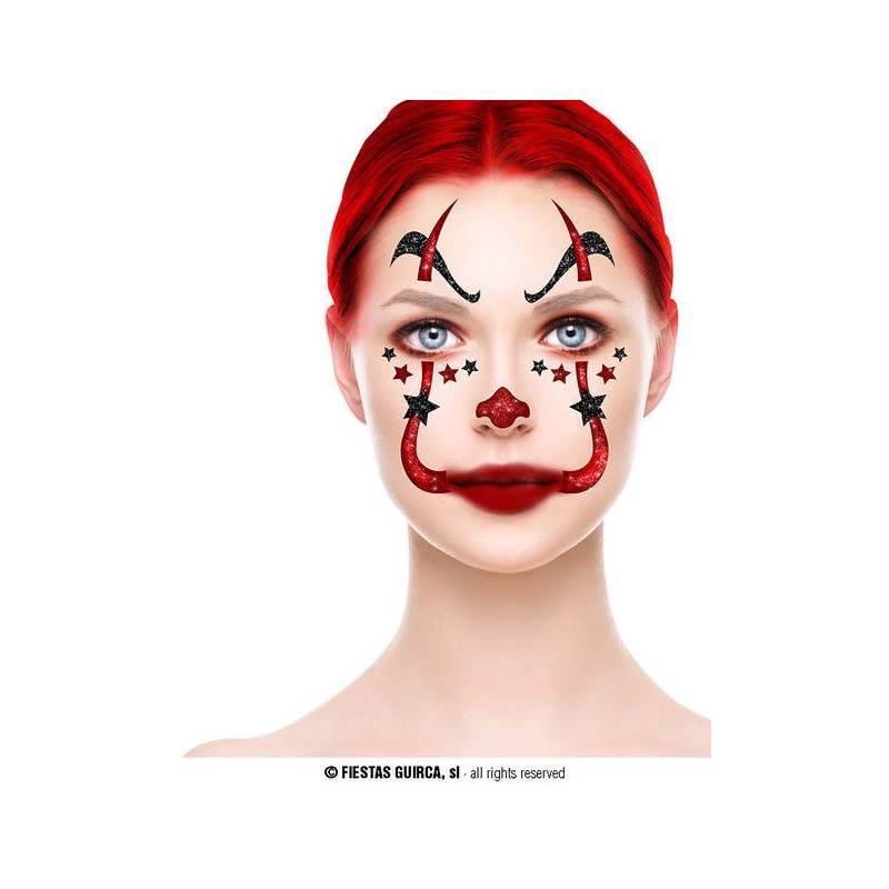 TATUAGGIO VISO PAGLIACCIO GLITTER 20x20cm